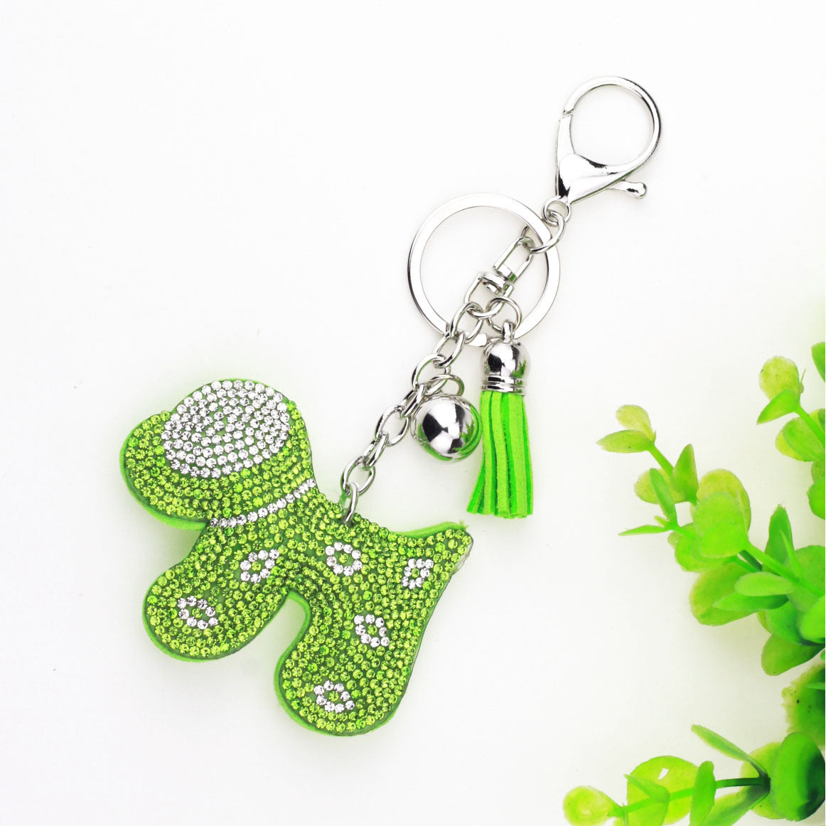Wholesale Velvet Inlaid Diamond Cute Small Dog Keychains