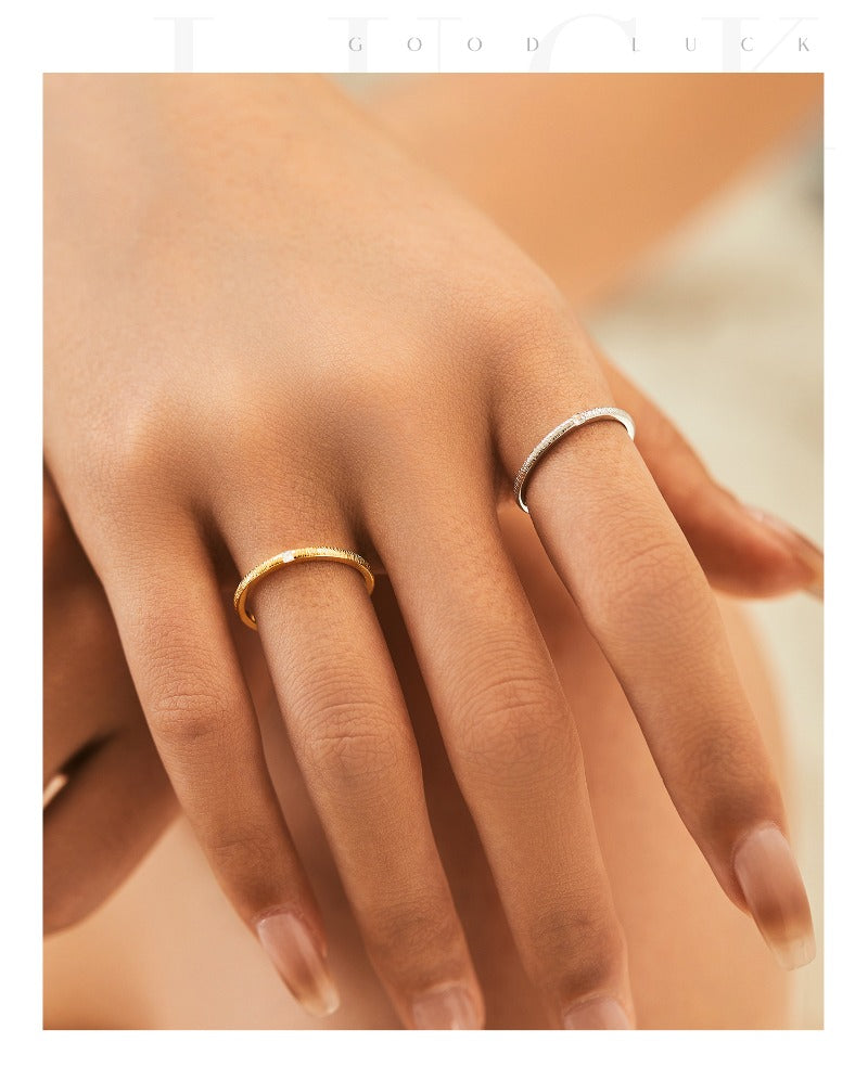 Wholesale S925 Sterling Silver Tinfoil Irregular Cross-line Textured Ring