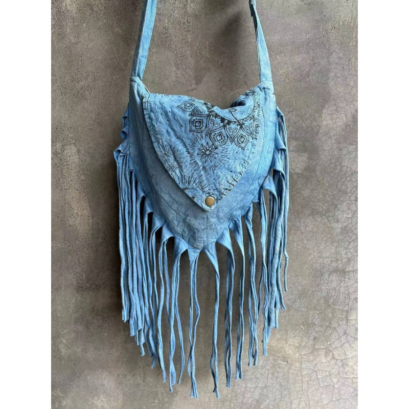 Wholesale Hippie Wasteland Style Bohemian Ethnic Style Niche Tassel Crossbody Shoulder Bag