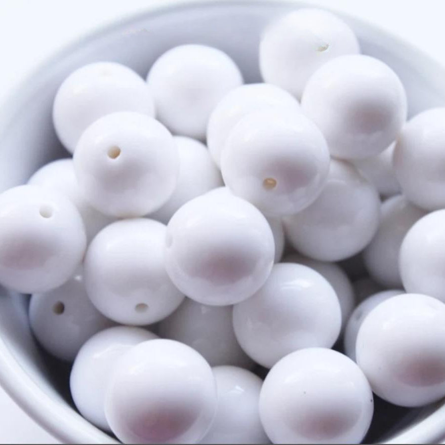Wholesale 5pcs Pure White Acrylic Beads Bubblegum Beads