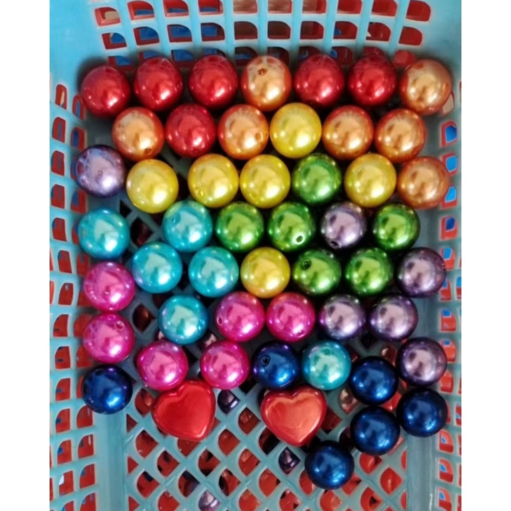 Wholesale 50pcs 20mm Love Acrylic Rainbow Mixed Color Beads