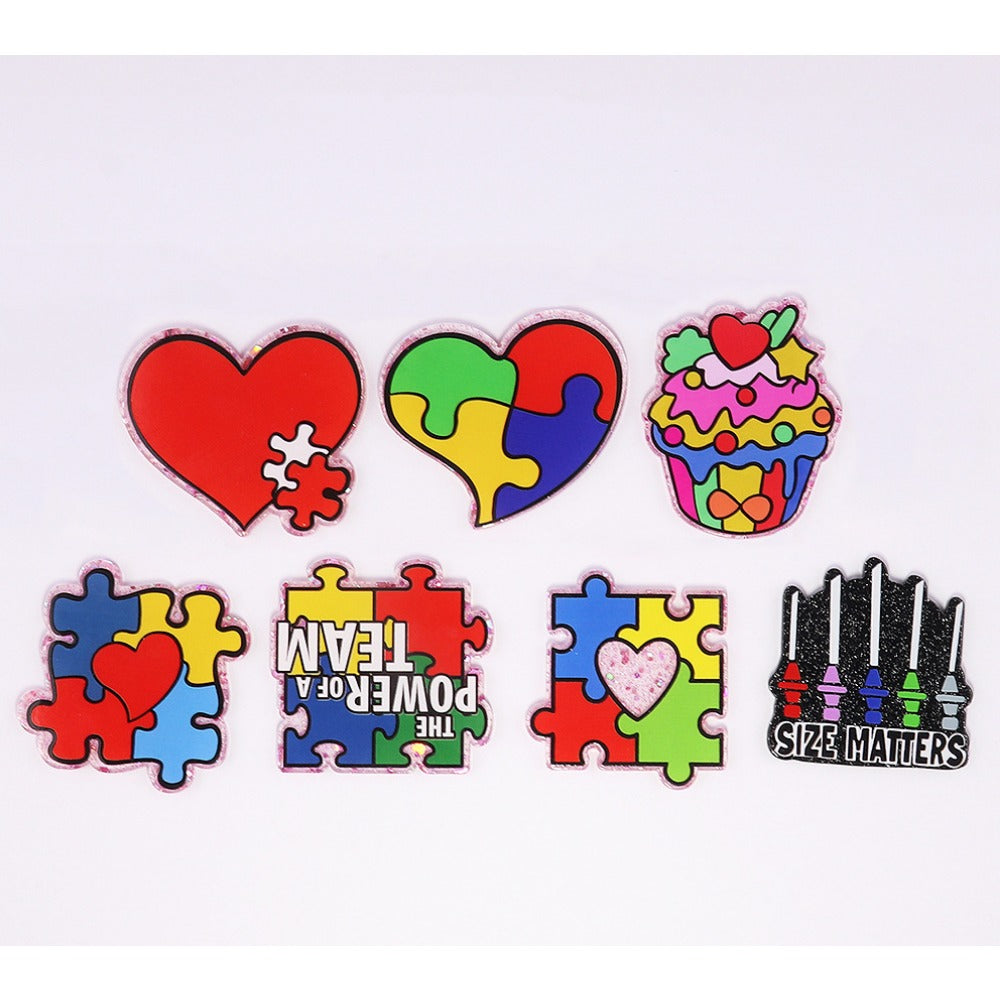 Wholesale 10pcs Cartoon Puzzle Peach Heart Ice Cream Acrylic DIY Patch Accessories