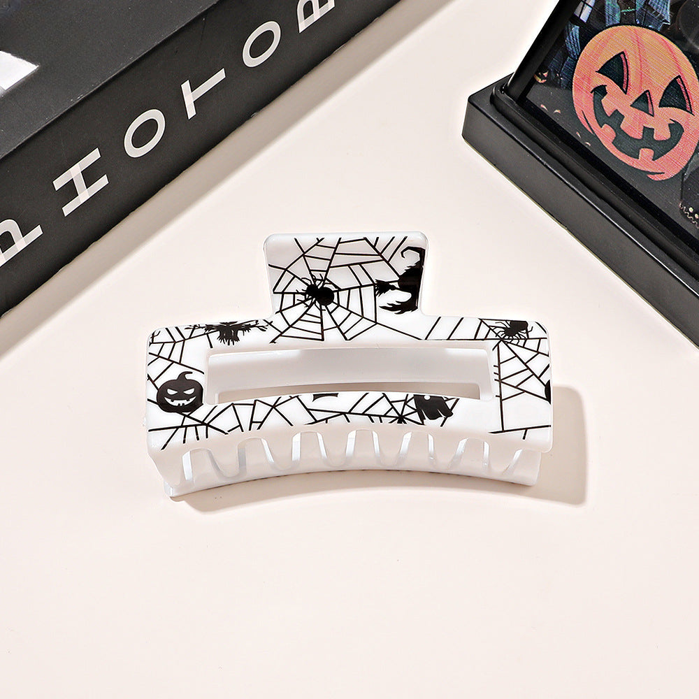 Wholesale Halloween Printed Skeleton Ghost Plastic Hair Clips