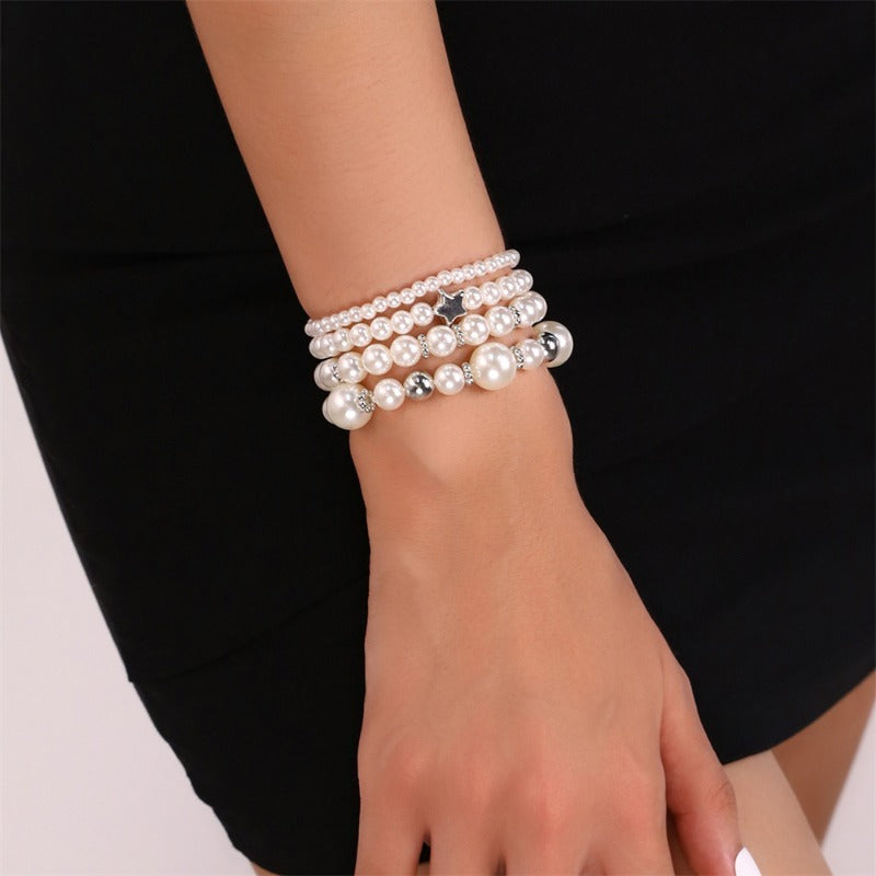 Wholesale Bohemian Pentagram Love Pearl Bracelet Set