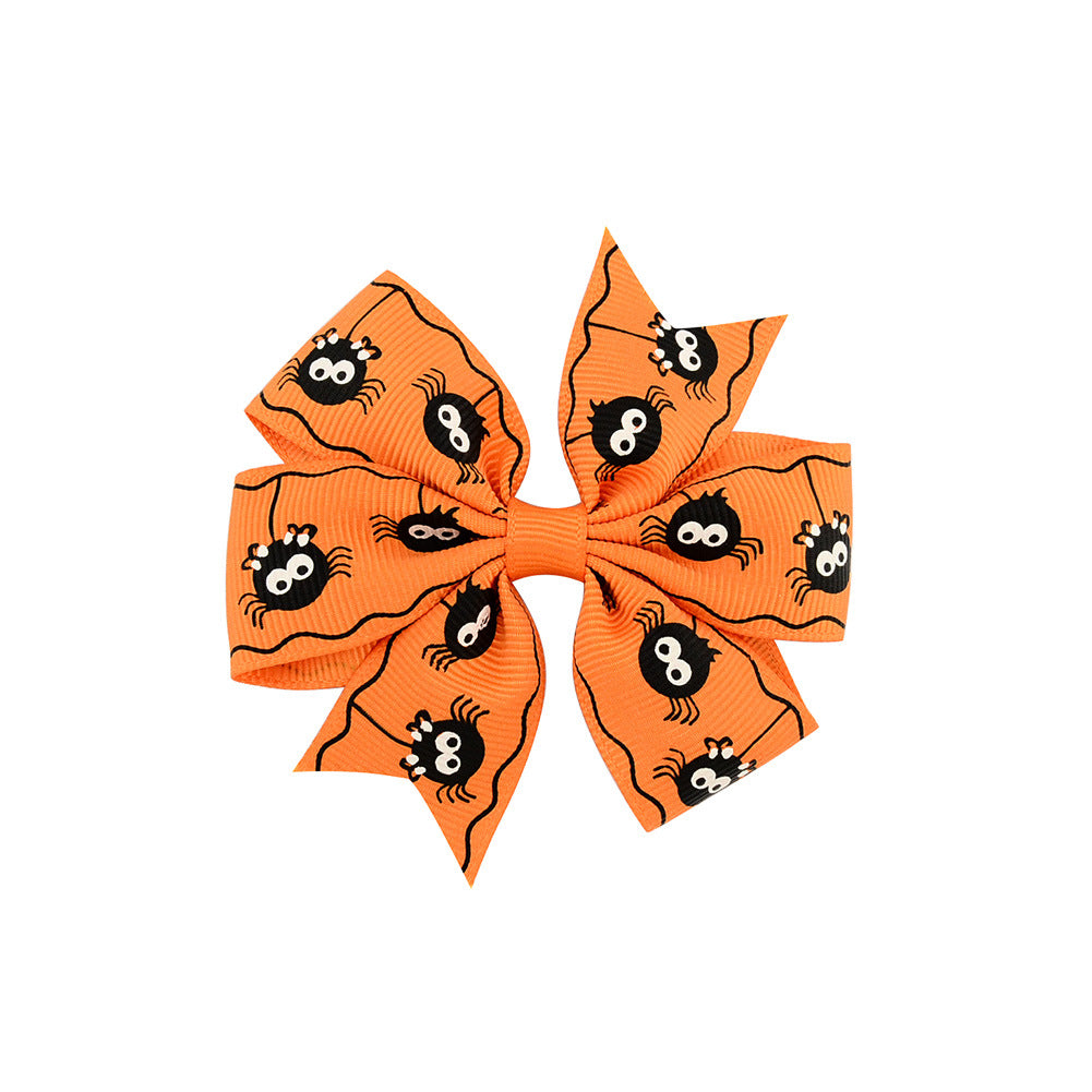 Wholesale Halloween Ribbed Bow Hair Clip for Kids