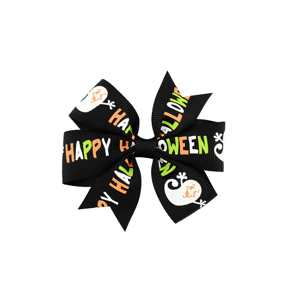 Wholesale Halloween Ribbed Bow Hair Clip for Kids