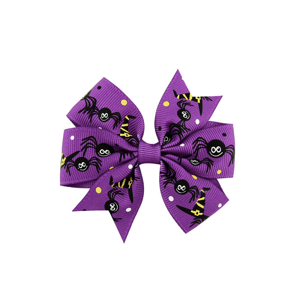 Wholesale Halloween Ribbed Bow Hair Clip for Kids