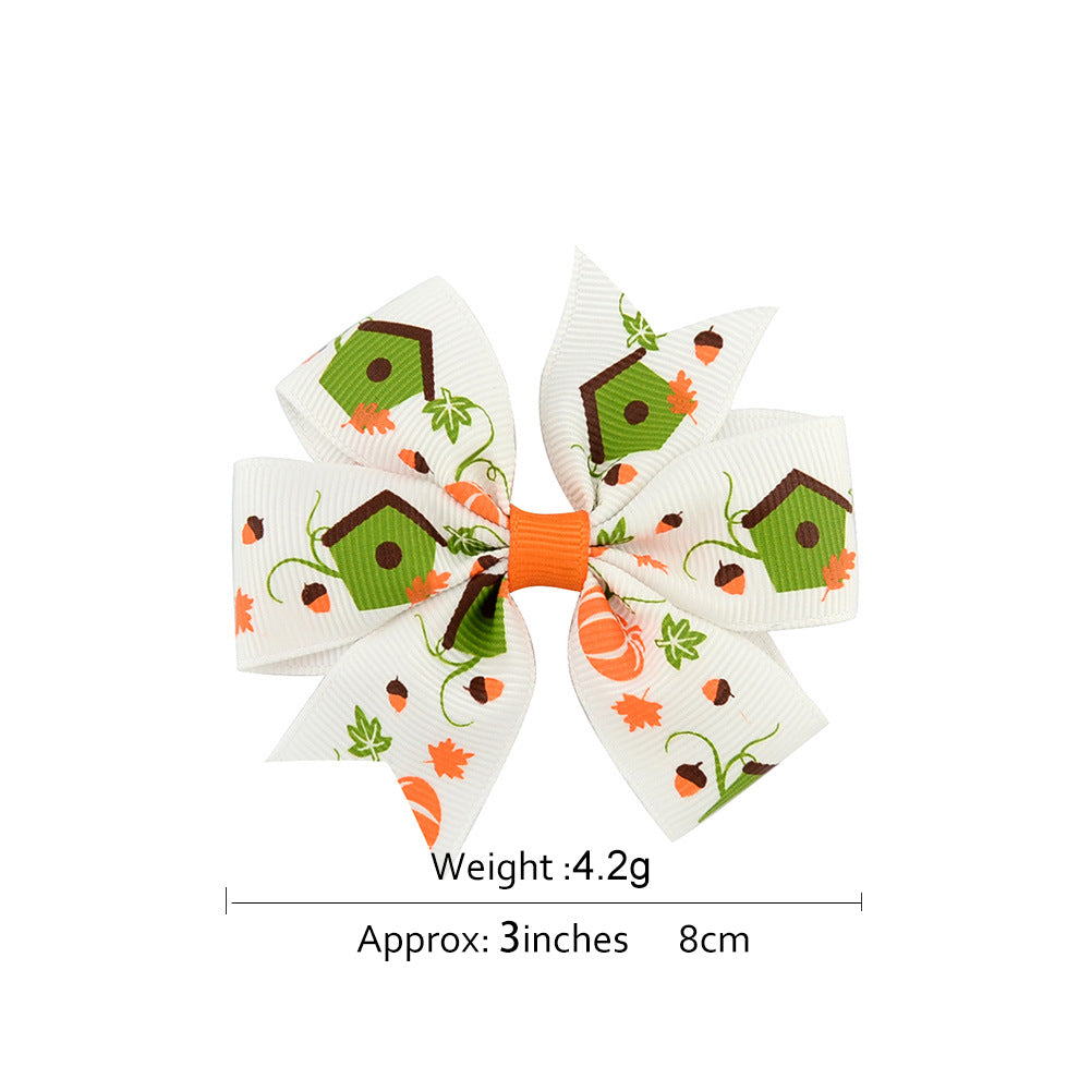 Wholesale Halloween Ribbed Bow Hair Clip for Kids