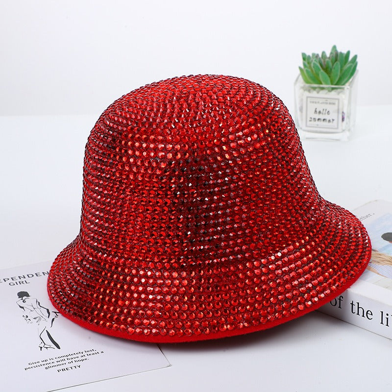 Wholesale Woolen Sparkling Diamond Performance Fisherman Hats