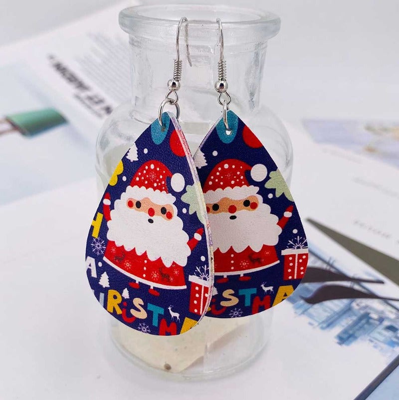 Wholesale Christmas Tree Bell Leather Earrings