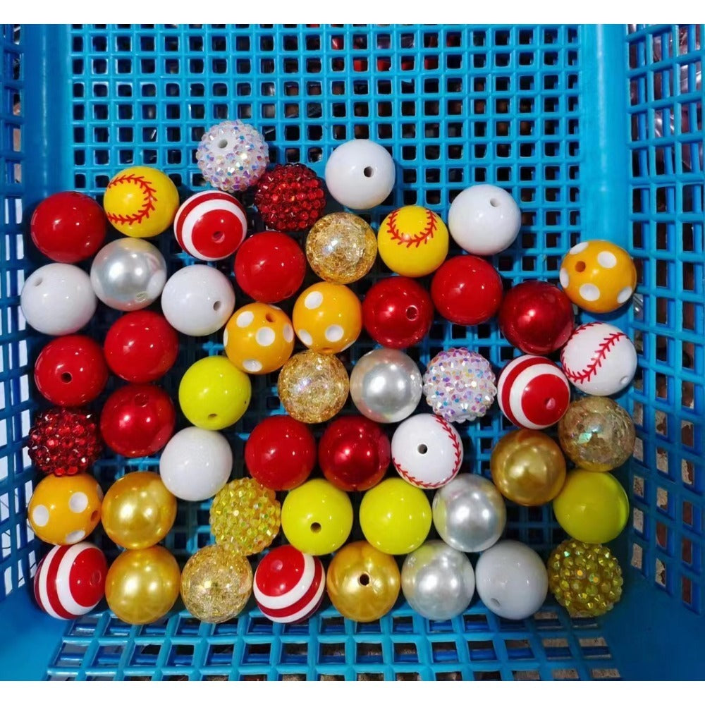 Wholesale 50pcs 20mm Acrylic Red Series Mixed Color Beads