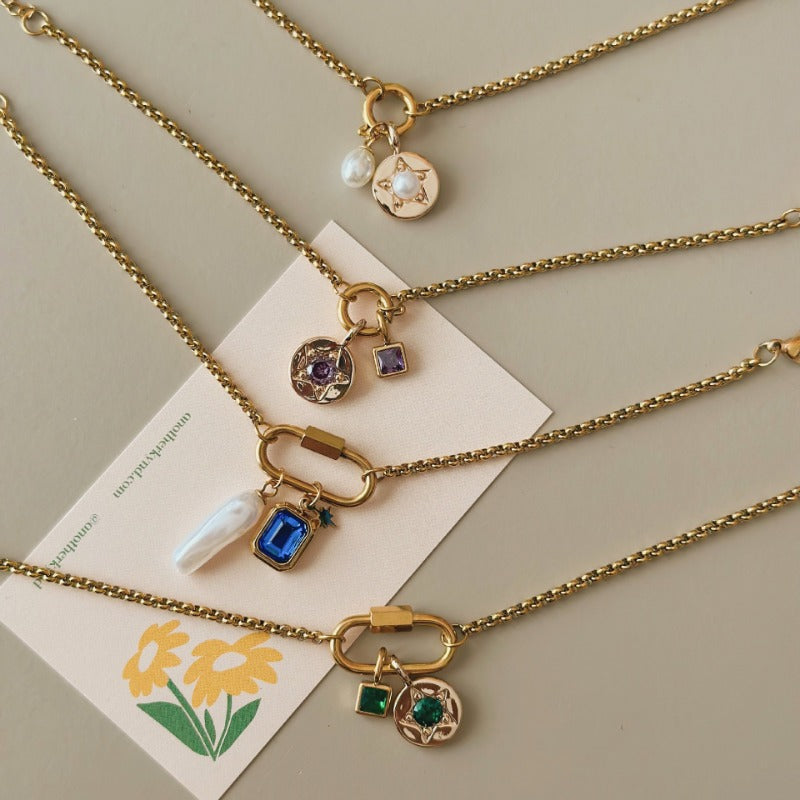 Wholesale Colored 12 Birthday Stones Diy Female Twelve Birthday Stone Cube Colored Zircon Pendant