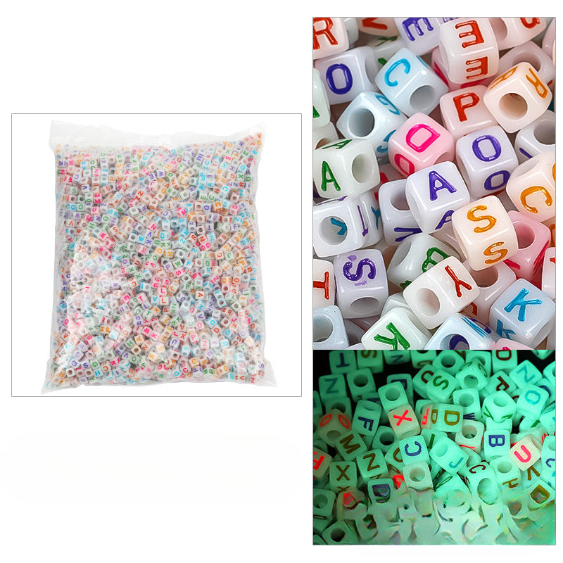 Wholesale 6mm 3100PCS/PACK Acrylic Letter Colored Square Loose Beads