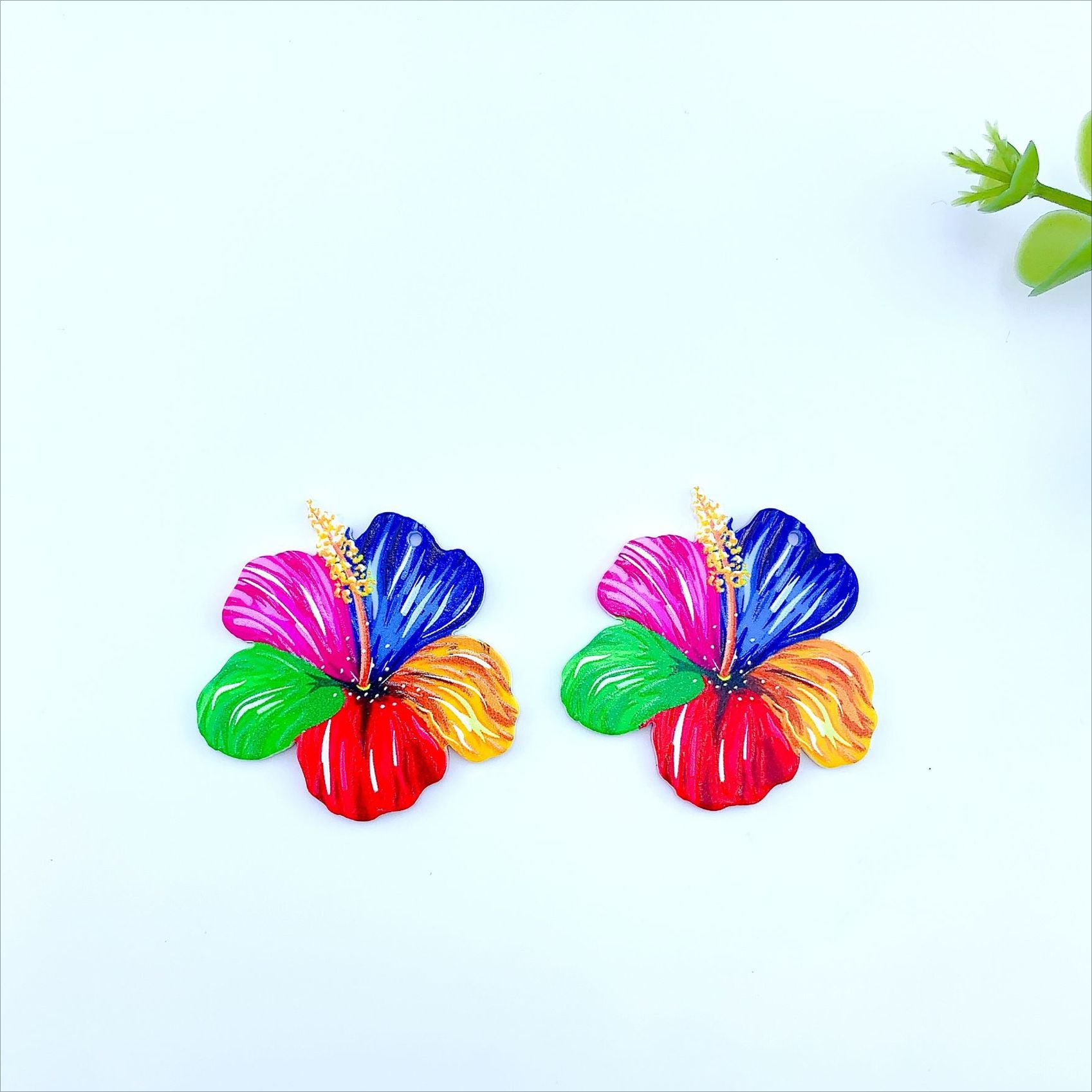 Wholesale 30pcs Small Flower Contrast Double-sided Ink Painting Handmade DIY Jewelry Accessories