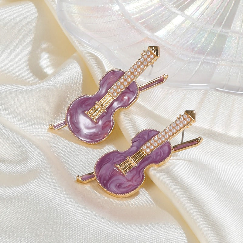 Wholesale Oil Dripping Violin Earrings