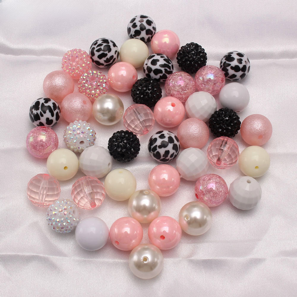 Wholesale 50pcs20MM Cow Pink Leopard Print Acrylic Large Beads DIY Mixed Color Mixed Combination Beads