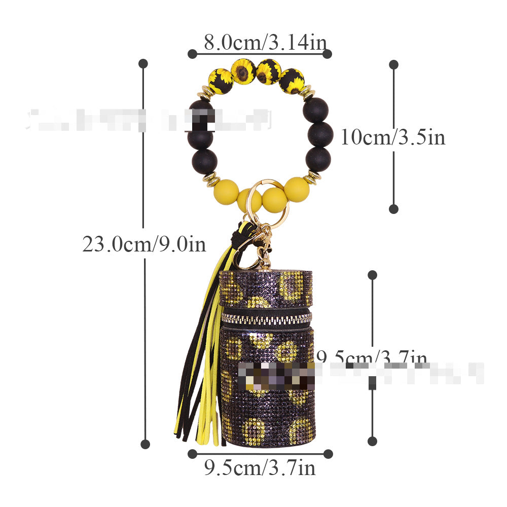 Wholesale Rhinestone Lipstick Bag Silicone Wrist Keychain