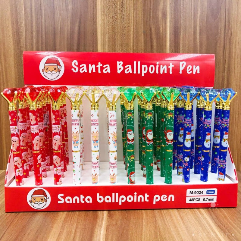 Wholesale 48pcs Cartoon Christmas Crystal Diamond Revolving Ballpoint Pen