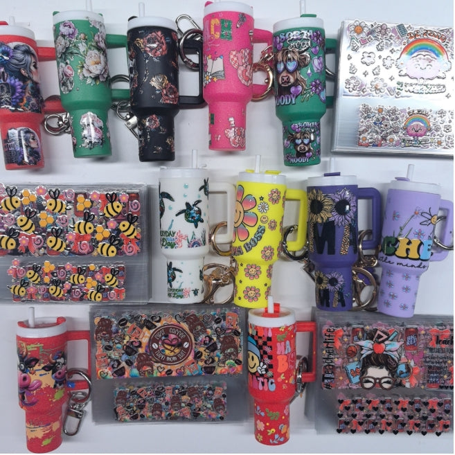 Wholesale Random 20pcs 50pcs 100pcs Cartoon Pattern Mini Travel  Cup Sticker