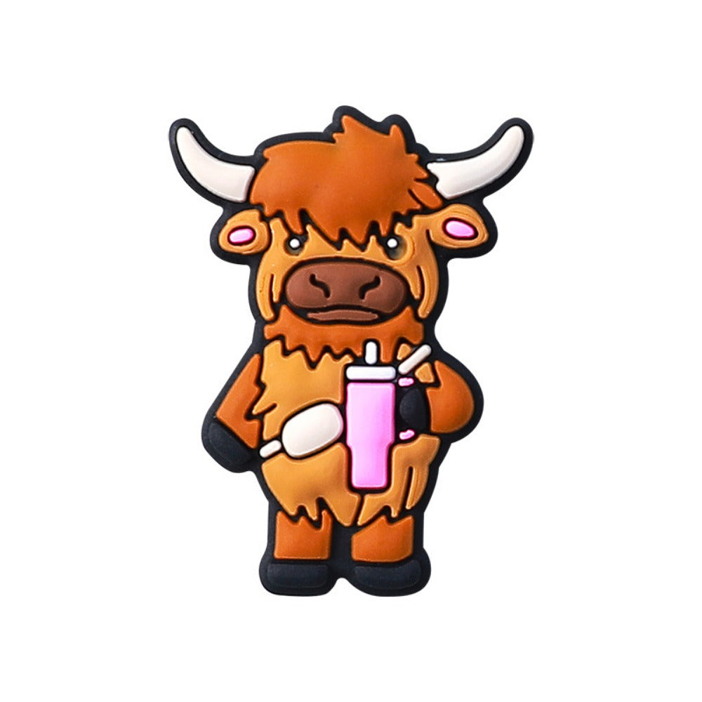 Wholesale 20pcs 3D Cartoon Highland Cow Dog Silicone Beads