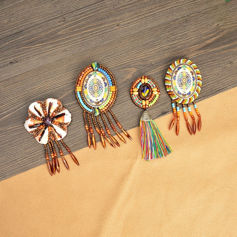 Wholesale DIY Handmade Beaded Cloth Patch Bohemian Tassel Hat Clothing Decoration