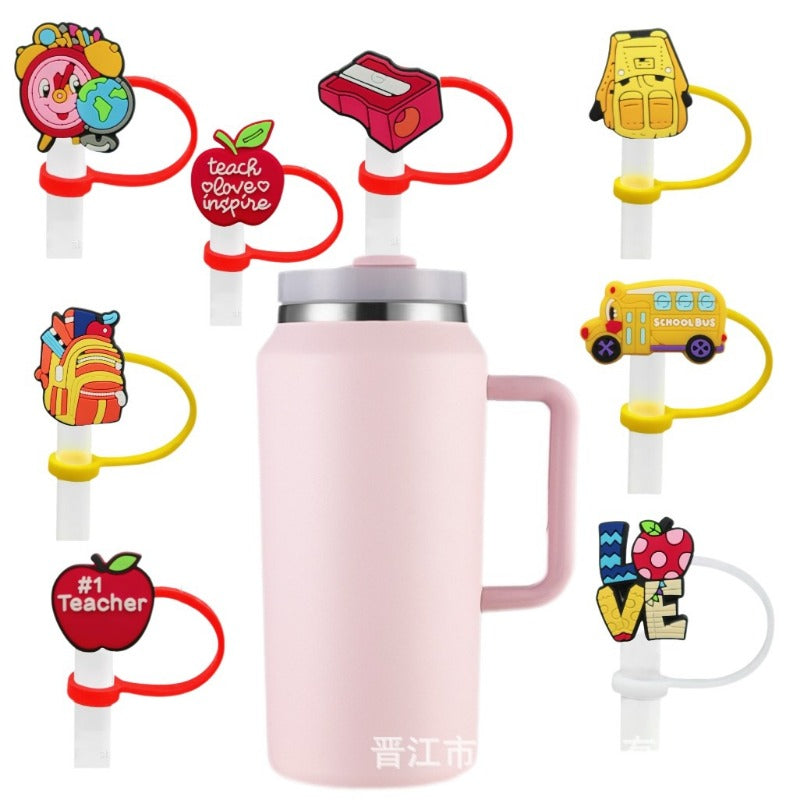 Wholesale 10pcs Learning Tool Series Color Creative Cartoon Beverage Dustproof Straw Cover