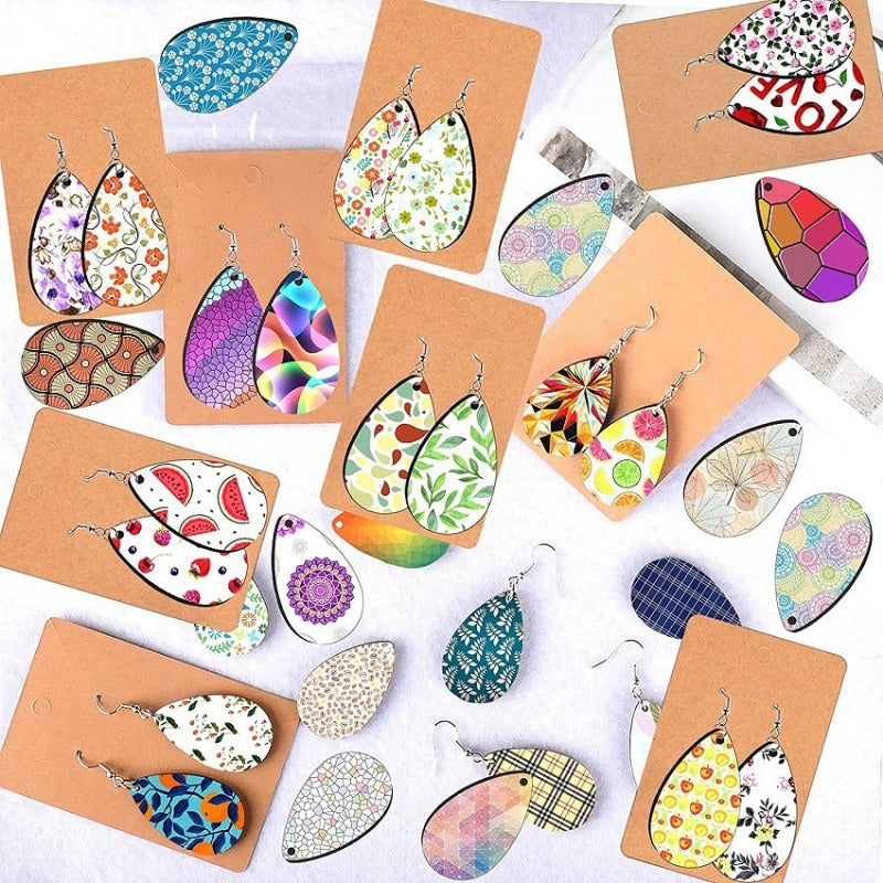 Wholesale 250pcs Creative DIY Blank Sublimation Drop Earrings Pendant with Ear Hook Kraft Paper Card Storage