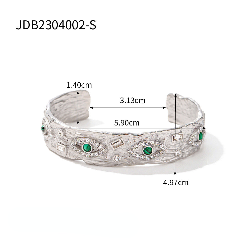 Wholesale 18K Gold Stainless Steel Inlaid Zircon Square Demon Eye Square Brand Ring