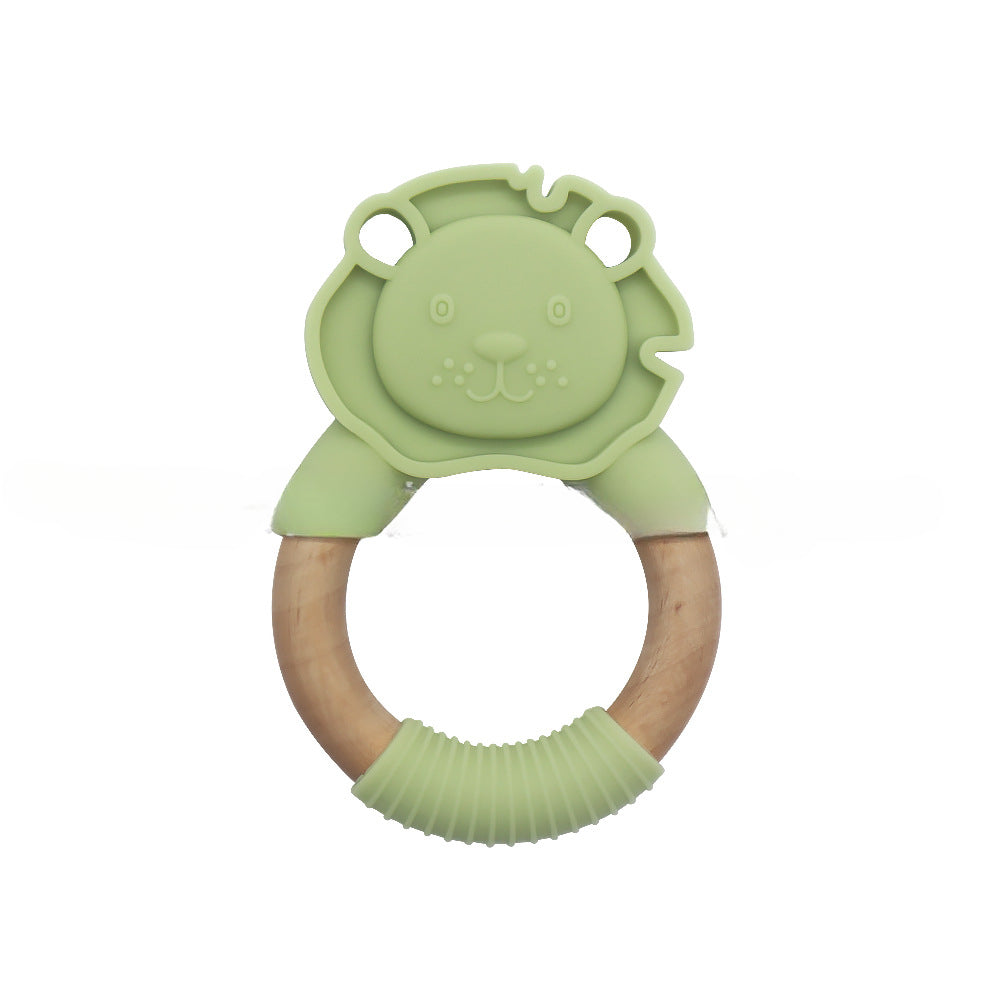 Wholesale 10PCS/PACK Silicone Half Wooden Ring Teething Stick Baby Teether