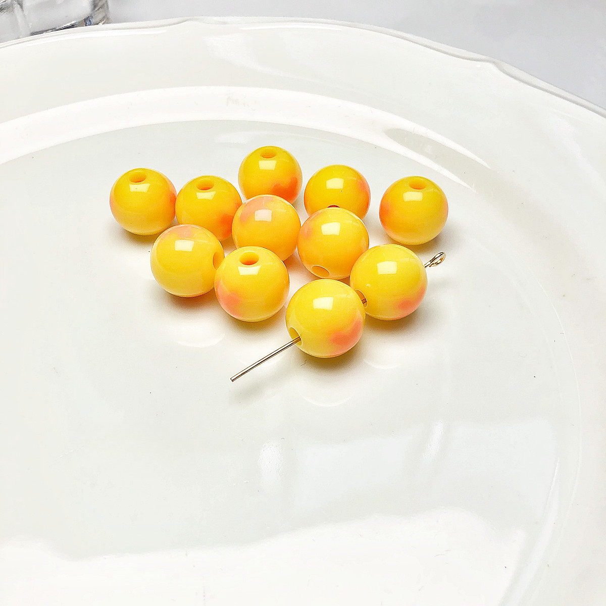 10 piezas al por mayor 10pcs acrílico de tamaño grande color brillo redondear cuentas