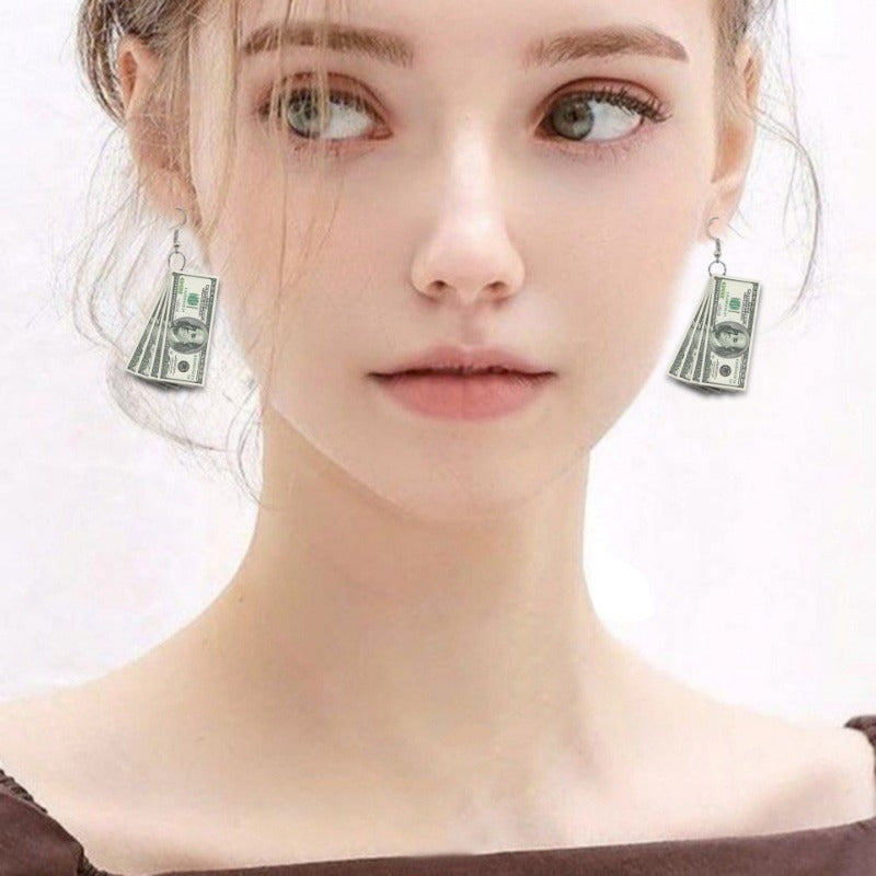 Wholesale Flat 2D Dollar Acrylic Fashion Creative Holiday Gift Earrings