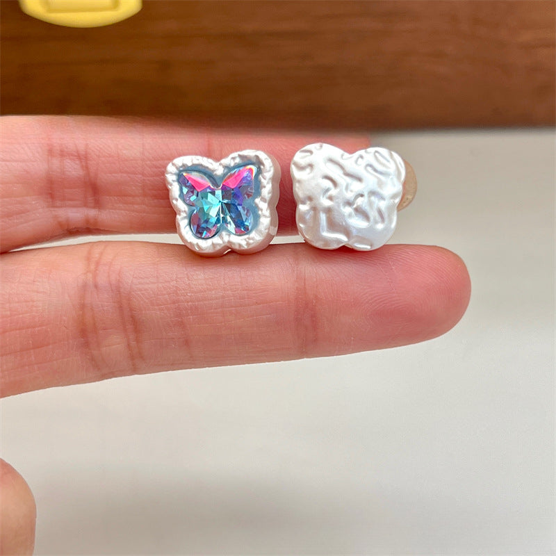 Wholesale 5PCS/PACK Butterfly Alloy Colored Diamond Perforated Beads