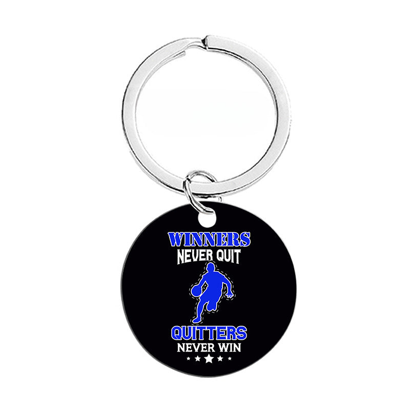 Wholesale Basketball Circular Hanging Tag Metal Keychain