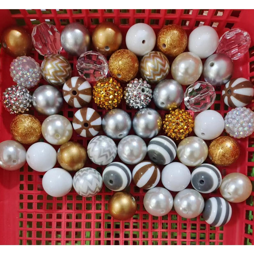 Wholesale 50pcs 20MM Acrylic White Mixed Color Beads Combination