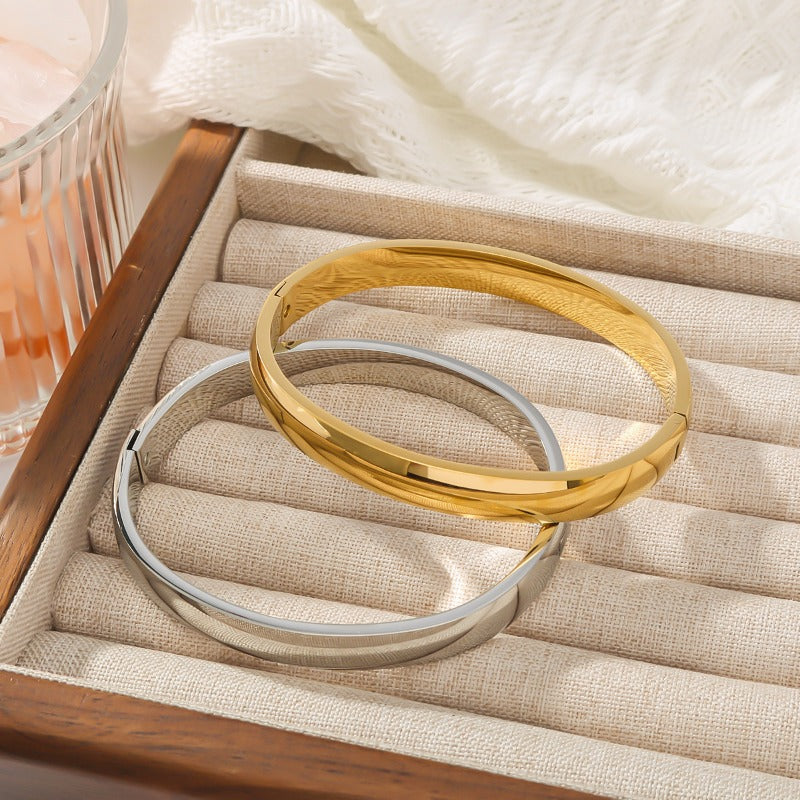 Wholesale Fashion Simple Vacuum Gold-plated Spherical Buckle Hand-polished Simple High-grade Plain Ring Bracelet