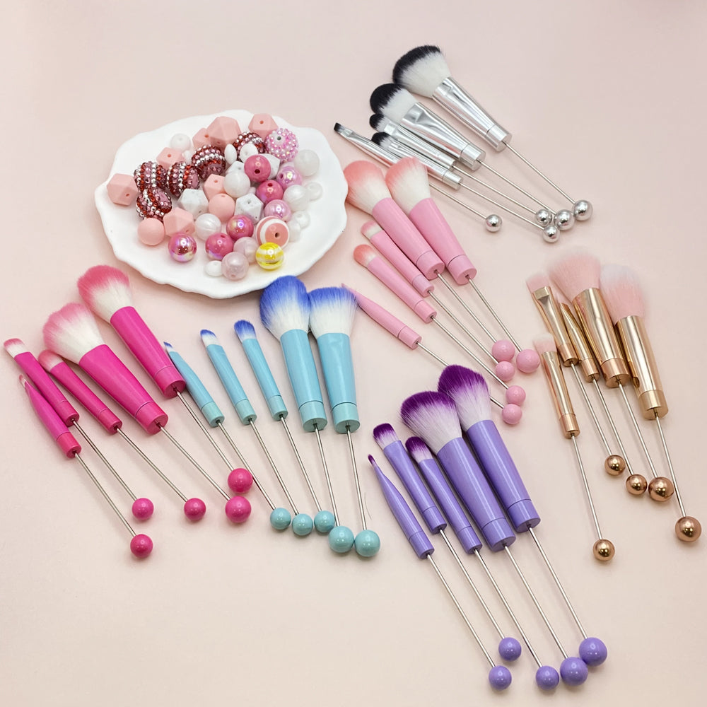 Wholesale 200 Sets Beadable Metal DIY Makeup Brush Set
