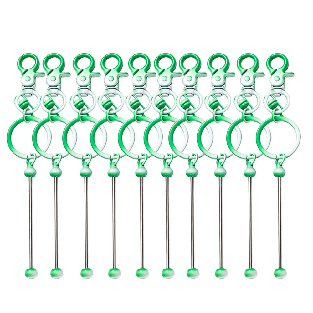 Wholesale 10pcs Candy Color Gradient Color Metal DIY Beadable Keychains Bar