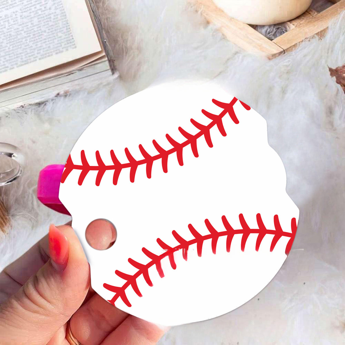 Wholesale New sports ball series acrylic baseball cup lid decorated with brand-name plates