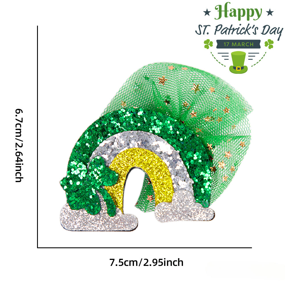 Wholesale Irish Festival Hair Clips Headwear St. Patrick's Day Party Green Mesh Hair Accessories