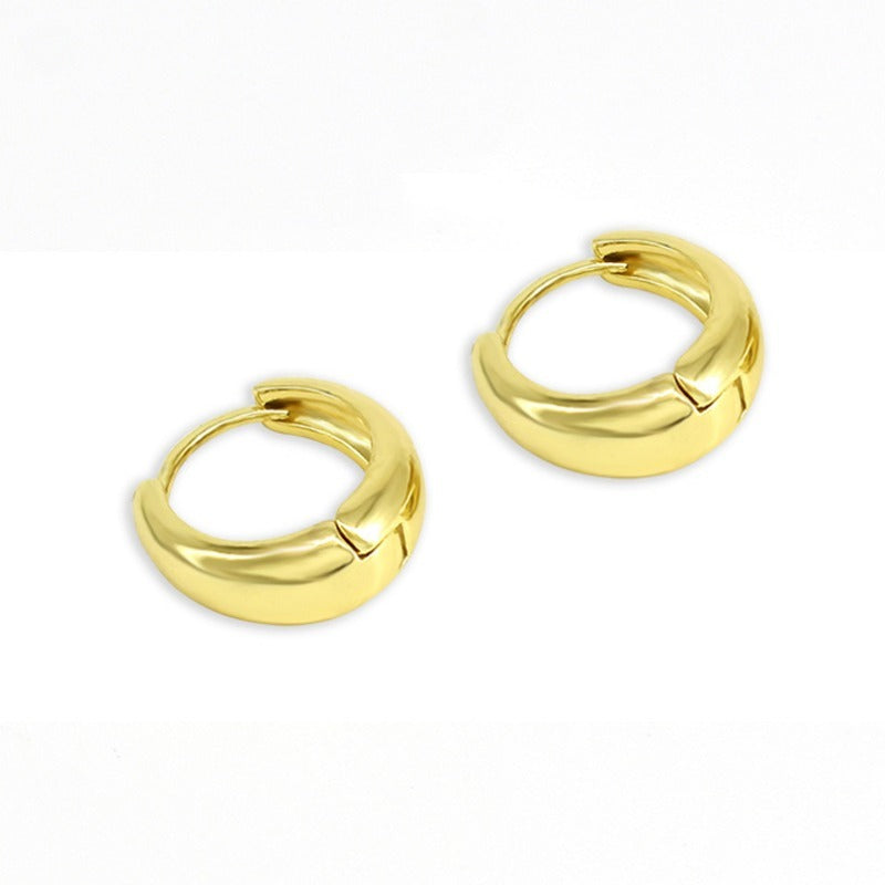 Wholesale Smooth European and American Fashionable Versatile Simple Copper Gold-plated Earrings
