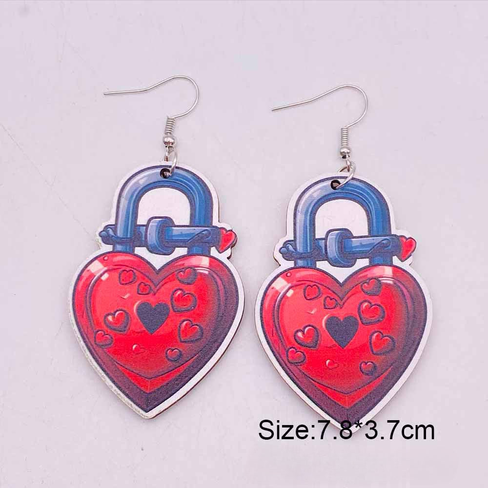Wholesale Valentine's Day LOVE Love Wooden Earrings