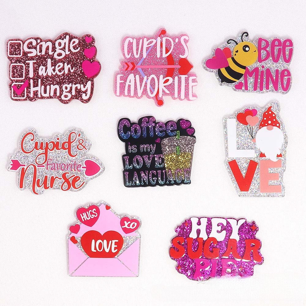 Wholesale 10pcs Loose Powder Letter Arrow Envelope Acrylic Pin Cute DIY Patch