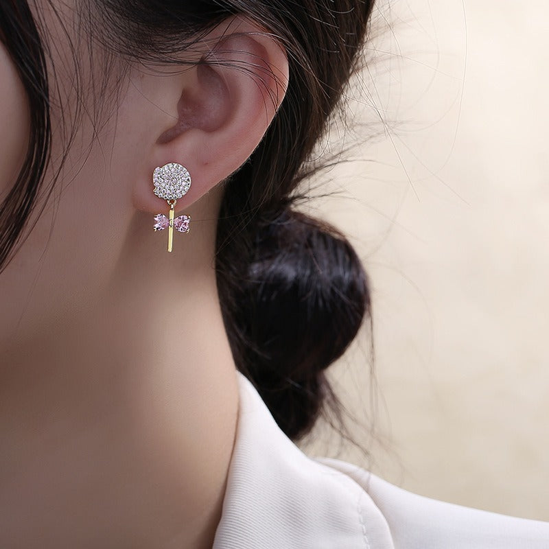 Wholesale Sterling Silver Lollipop Stud Earrings Zircon Candy Earrings