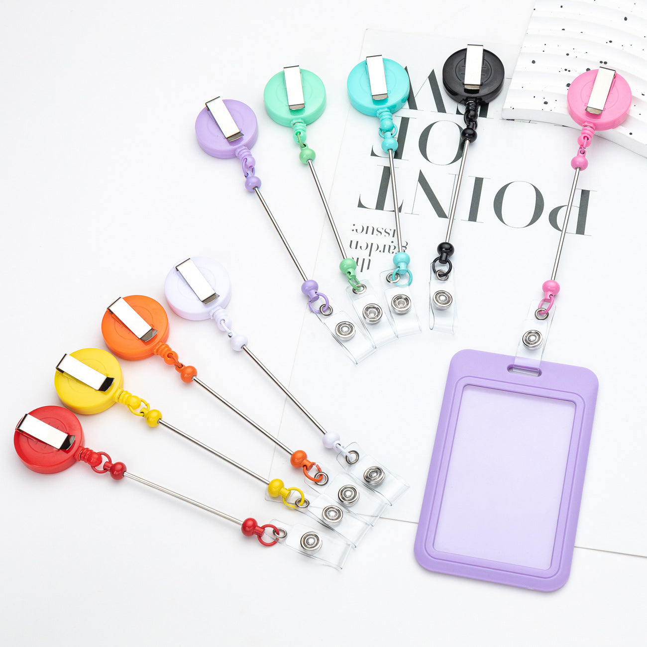 Wholesale Badge Reels DIY Beadable Bar  Retractable Keychain