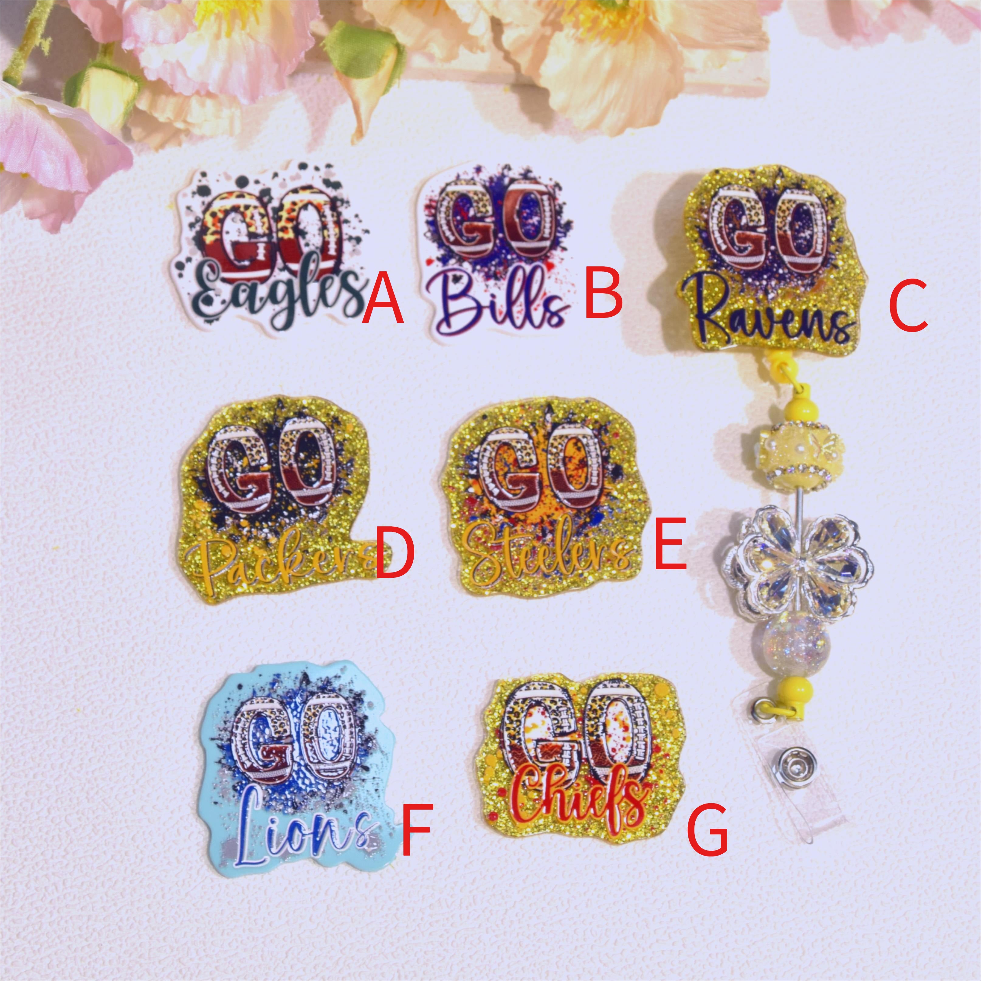 Wholesale 5 Pcs/10 Pcs/20 Pcs  Cute Cartoon Acrylic Flatbacks (Team/Football/letter) for DIY Badge Reels & Phone Stands