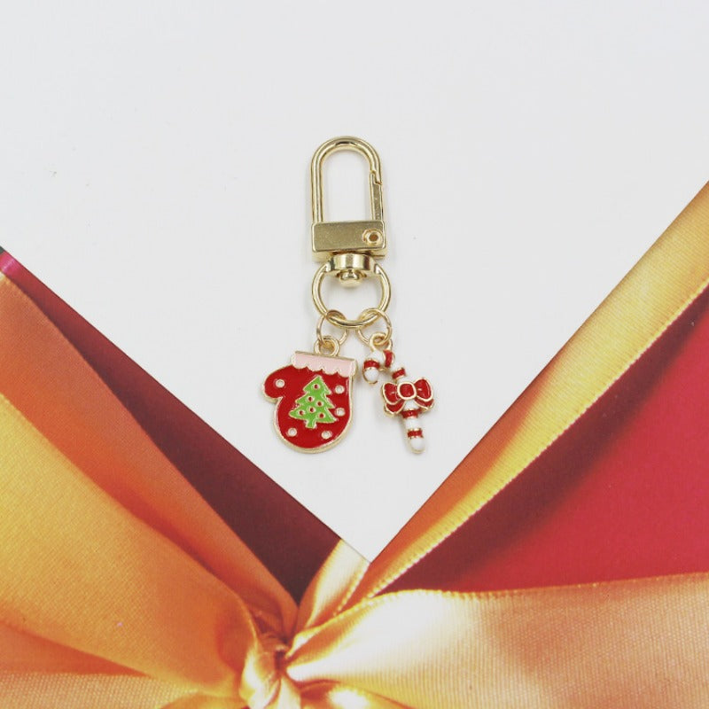 Wholesale Christmas Series Christmas Tree Hat Bells Snowflake Keychain