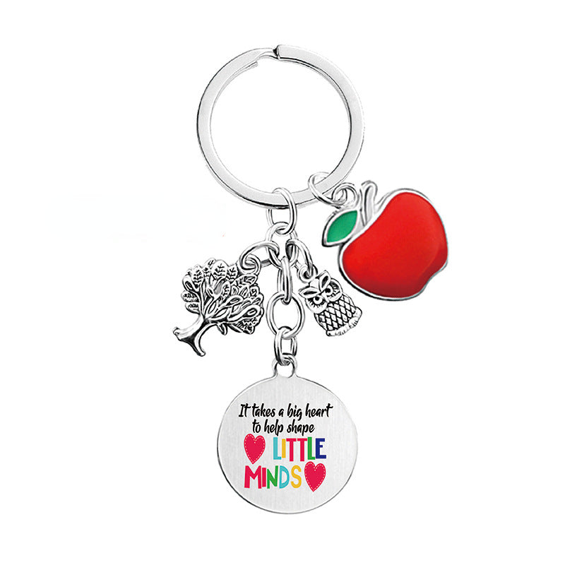 Wholesale Owl Apple Thanksgiving Teacher's Day Commemorative Gift Metal Keychain