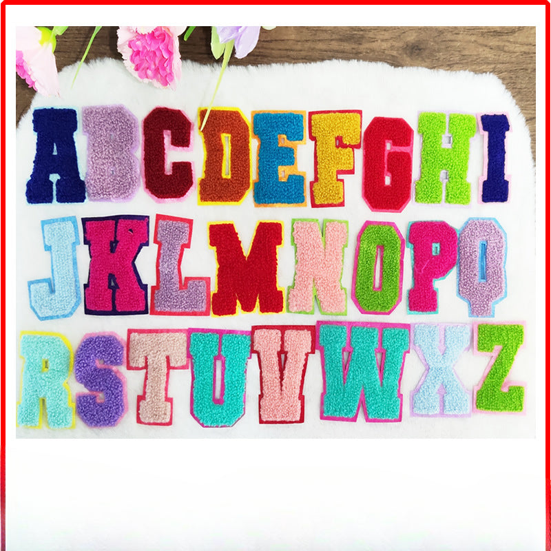 Wholesale 10pcs English Letter Cloth Stickers, Colored Towels, Embroidered Clothing Accessories, Patch Stickers FS
