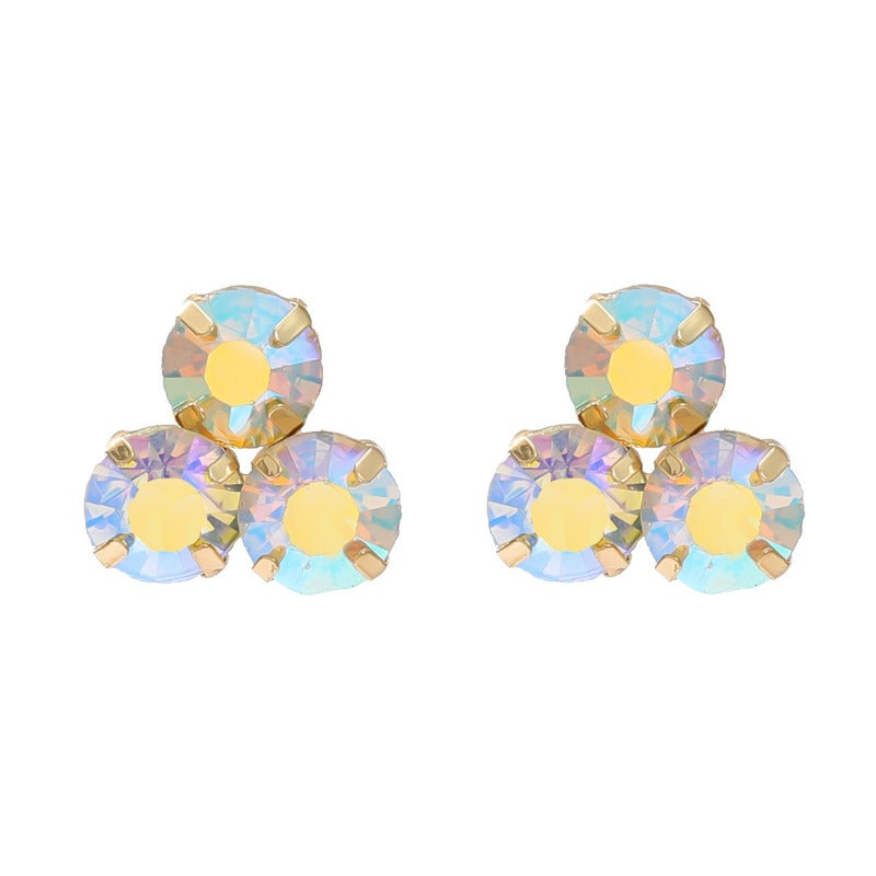 Wholesale Colored Diamond Round Flower Gemstone Earrings
