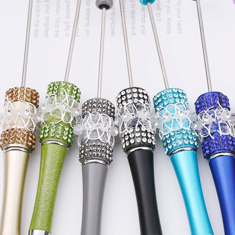 Wholesale 10pcs Beadable Pens DIY Diamond-studded Creative Butterfly Mesh Handmade Diamond Ballpoint Pen
